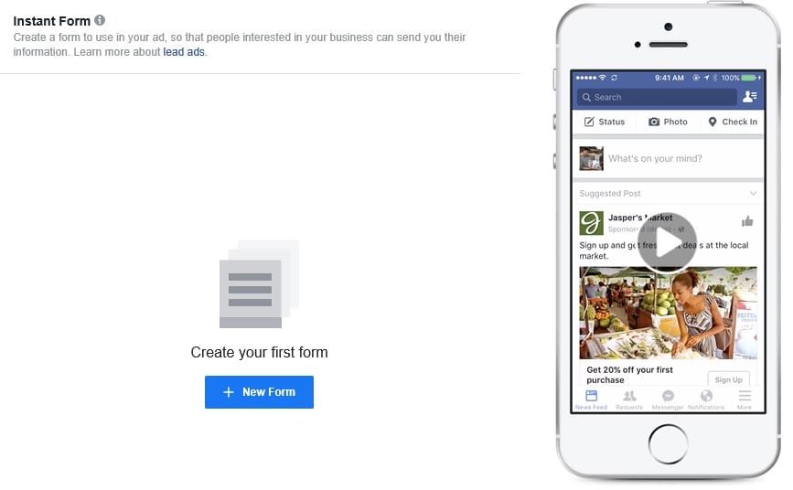 Facebook Lead Ads Instant Form