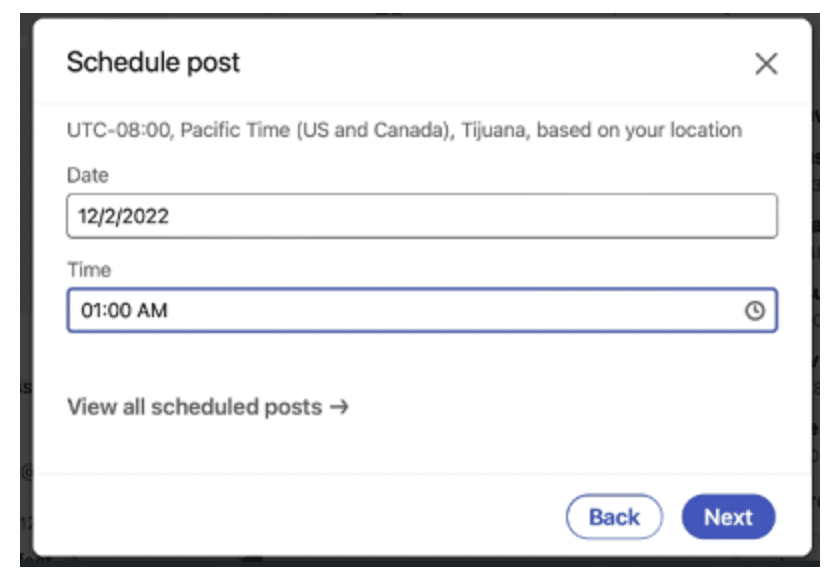 scheduled posts linkedin app
