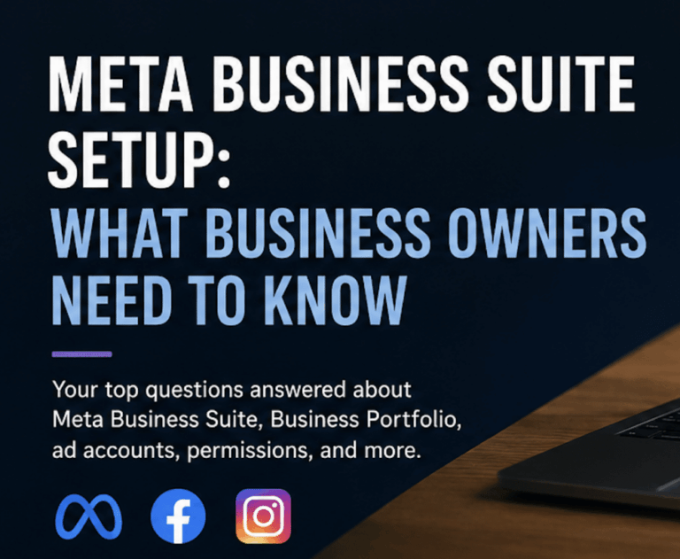 Meta Business Suite audit checklist for business owners reviewing permissions, ad accounts, and Facebook ownership.